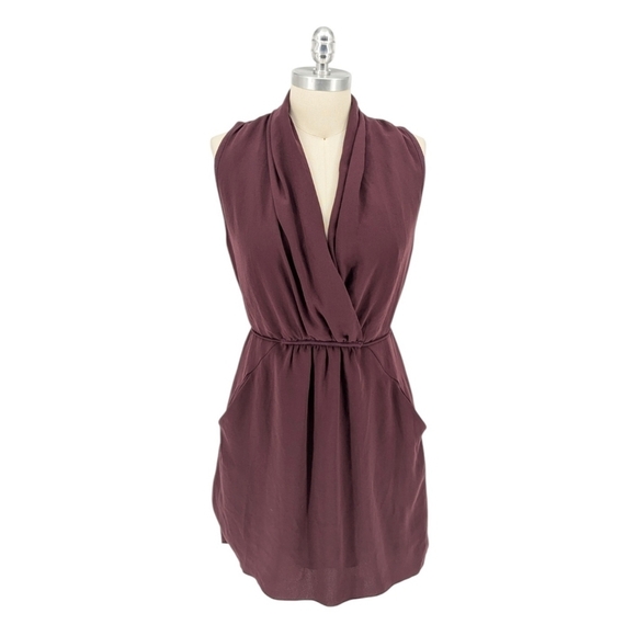 Wilfred Cowl Neck Draped Dress Maroon M Business casual preppy minimalist - Picture 1 of 7